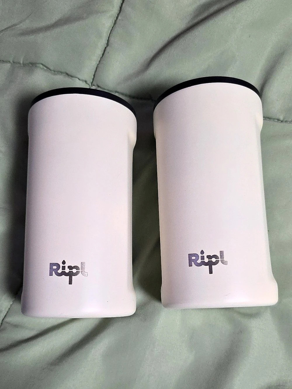 Ripl Stainless Steel Can Cooler 16 oz Cream & Black, 2pk